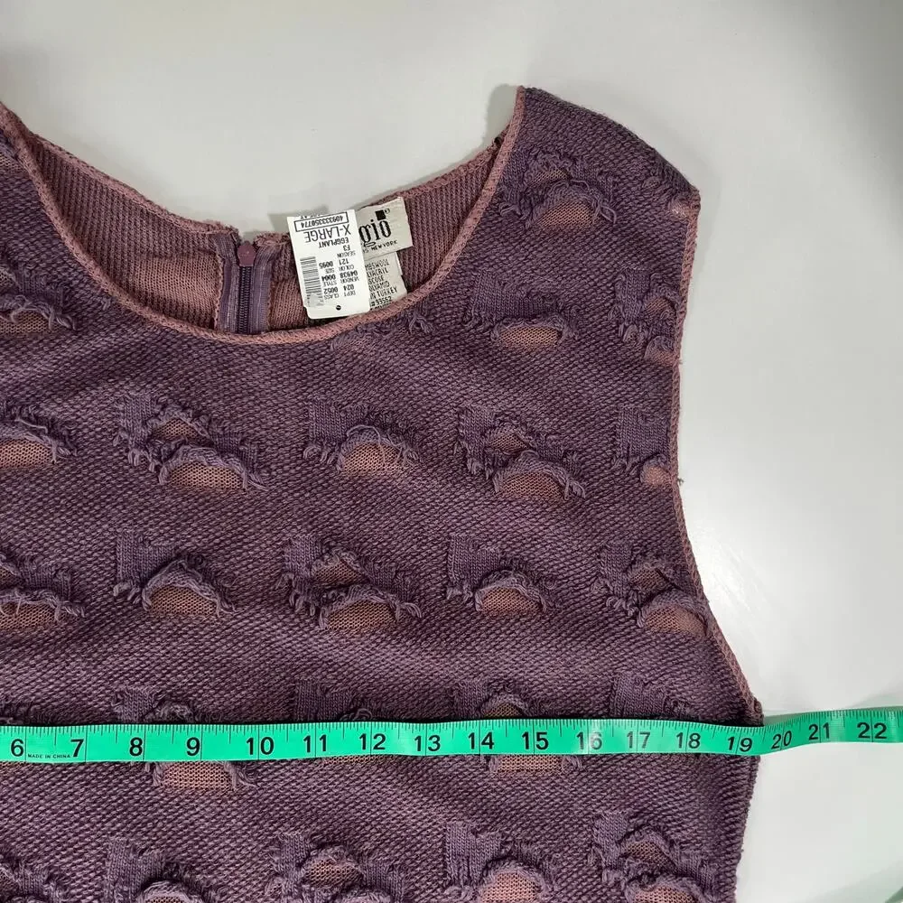Vintage Imagio Sweater Dress XL‎ Y2K Lambswool Blend Sleeveless NWT Distressed
